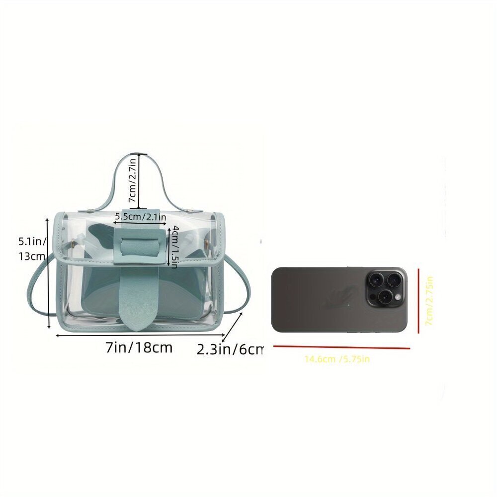 Clear Green Trim Mini Shoulder Bag Transparent Handbag